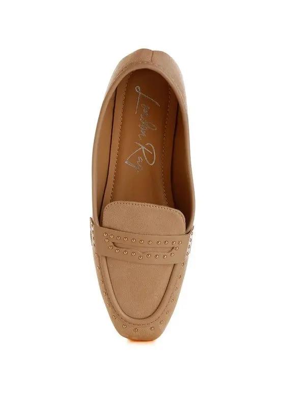 Shoes Rag Company Lumina Penny Strap Studded Loafers - Elegant Style Footwear