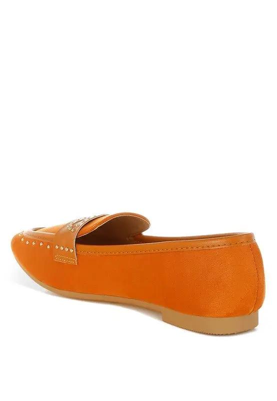 Shoes Rag Company Lumina Penny Strap Studded Loafers - Elegant Style Footwear