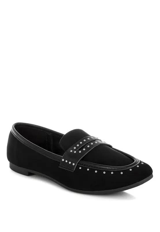 Shoes Rag Company Lumina Penny Strap Studded Loafers - Elegant Style Footwear