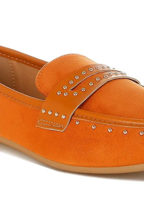 Shoes Rag Company Lumina Penny Strap Studded Loafers - Elegant Style Footwear