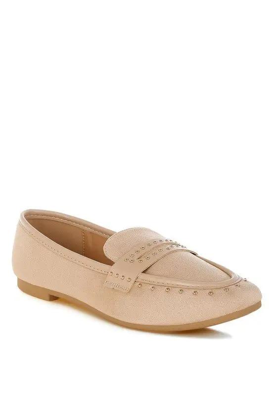 Shoes Rag Company Lumina Penny Strap Studded Loafers - Elegant Style Footwear