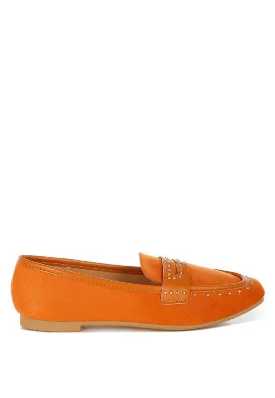 Shoes Rag Company Lumina Penny Strap Studded Loafers - Elegant Style Footwear