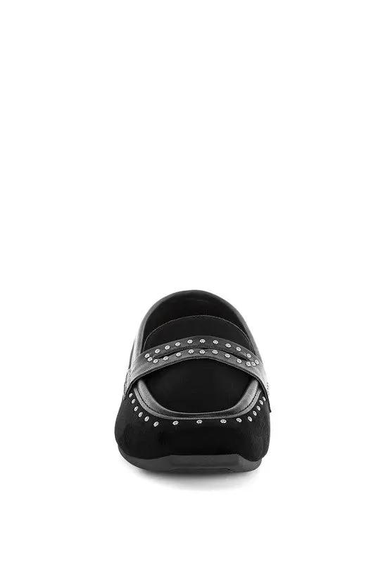 Shoes Rag Company Lumina Penny Strap Studded Loafers - Elegant Style Footwear