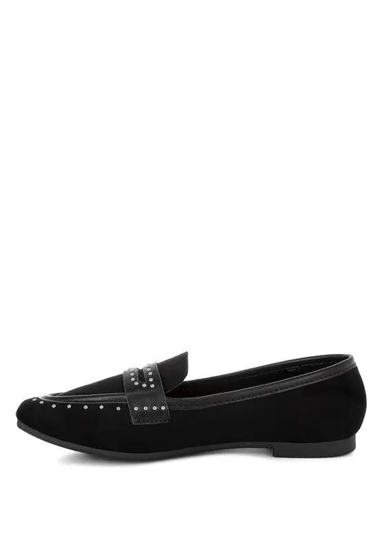 Shoes Rag Company Lumina Penny Strap Studded Loafers - Elegant Style Footwear