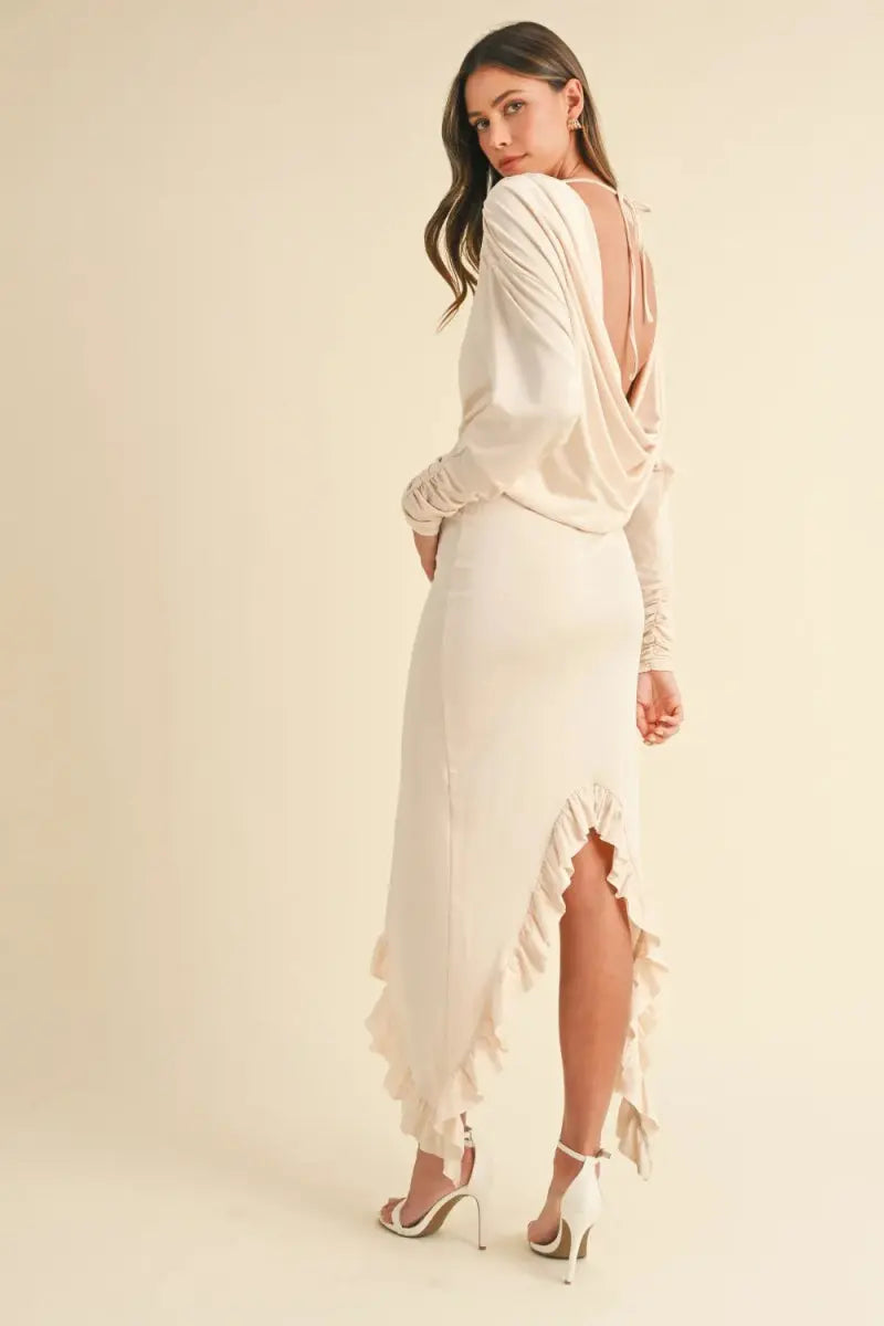 Dresses Trendsi Backless Dress Women's Party Dress Ruffle Hem Asymmetric Mini Dress