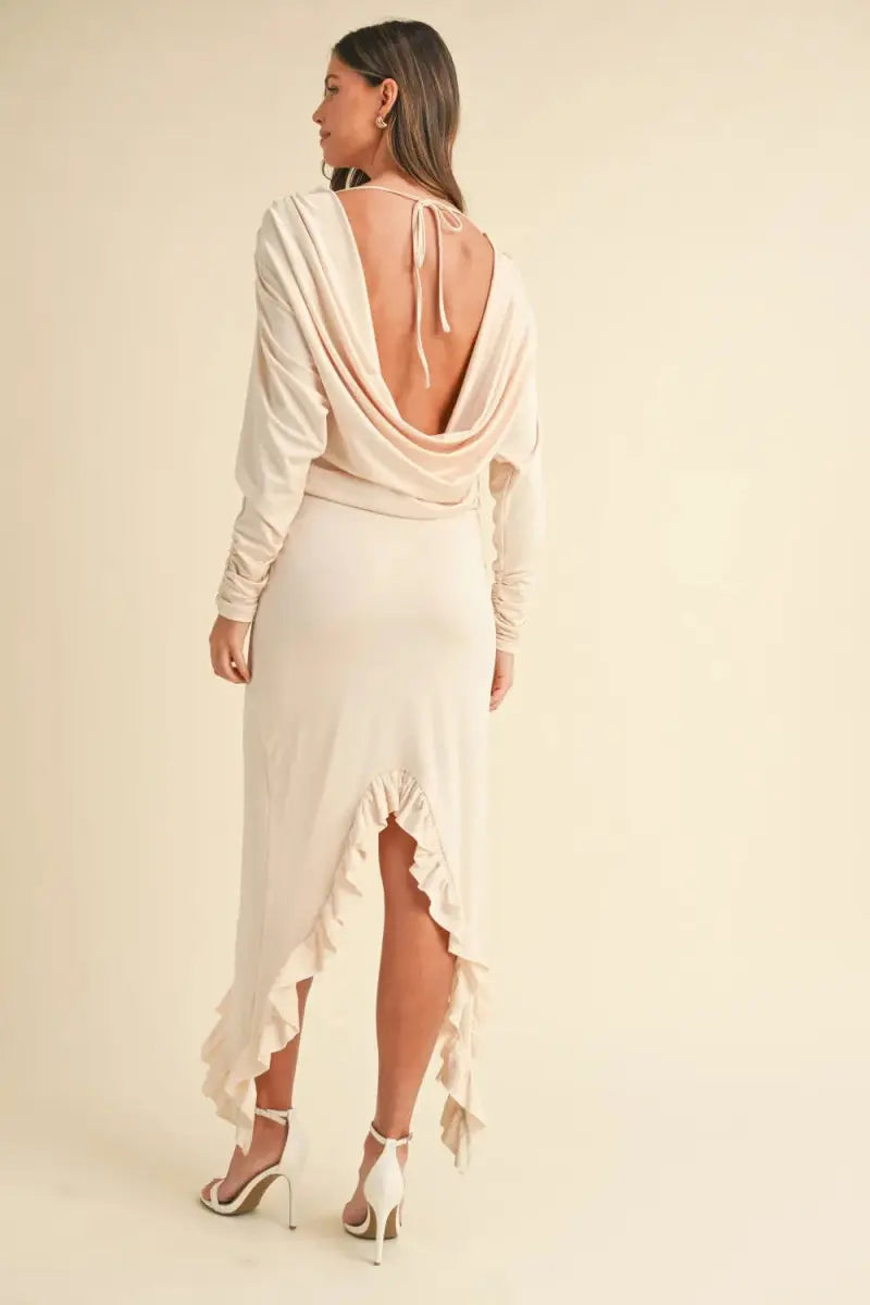 Dresses Trendsi Backless Dress Women's Party Dress Ruffle Hem Asymmetric Mini Dress