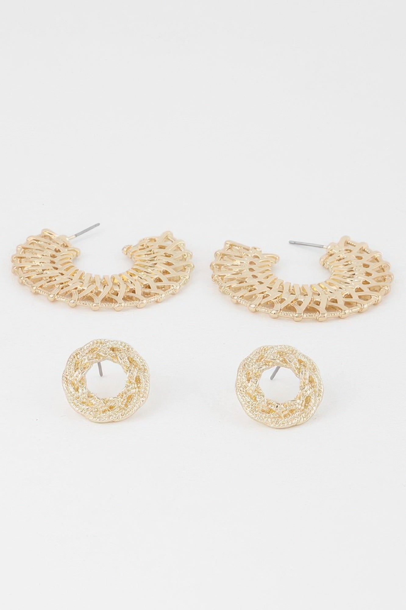 Metallic Braid Hoop Earrings Set
