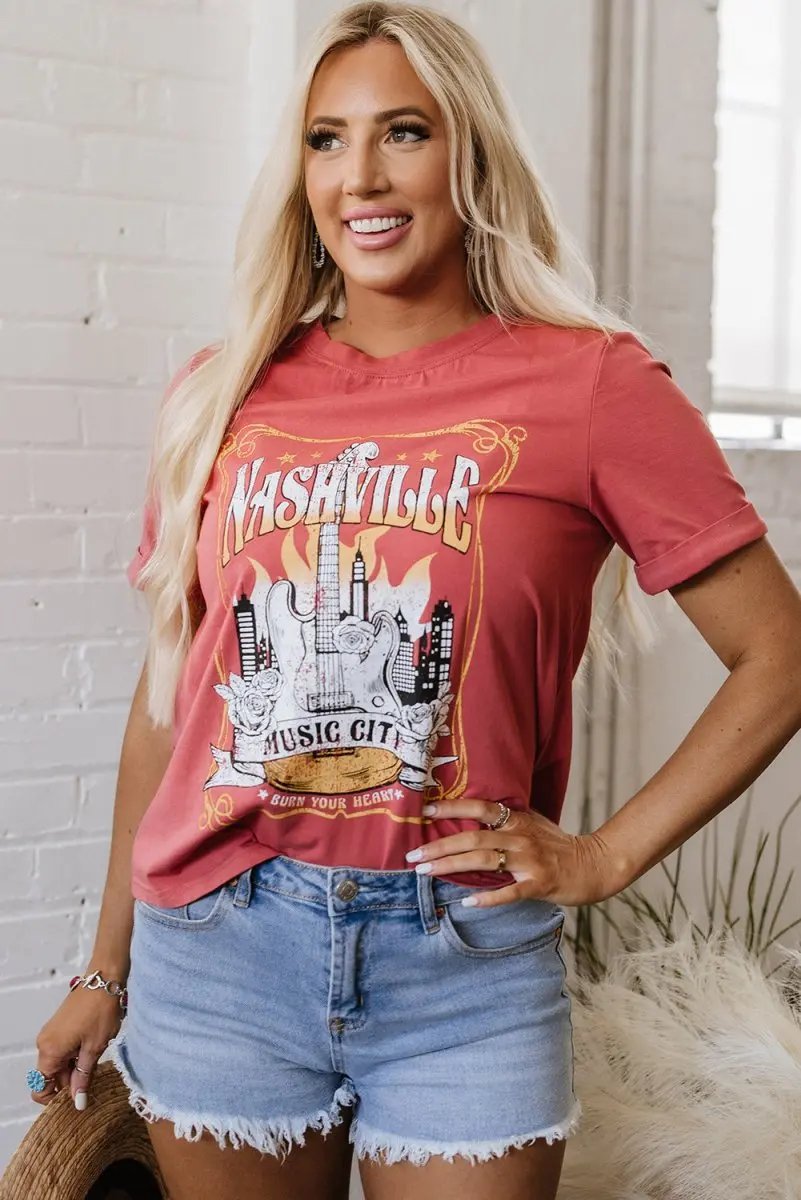 Pants Love Salve Mineral Red Nashville Graphic Tee Unisex Casual Fashion Top
