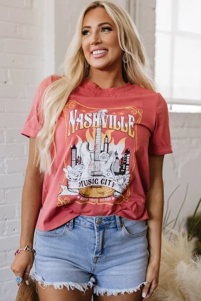 Pants Love Salve Mineral Red Nashville Graphic Tee Unisex Casual Fashion Top
