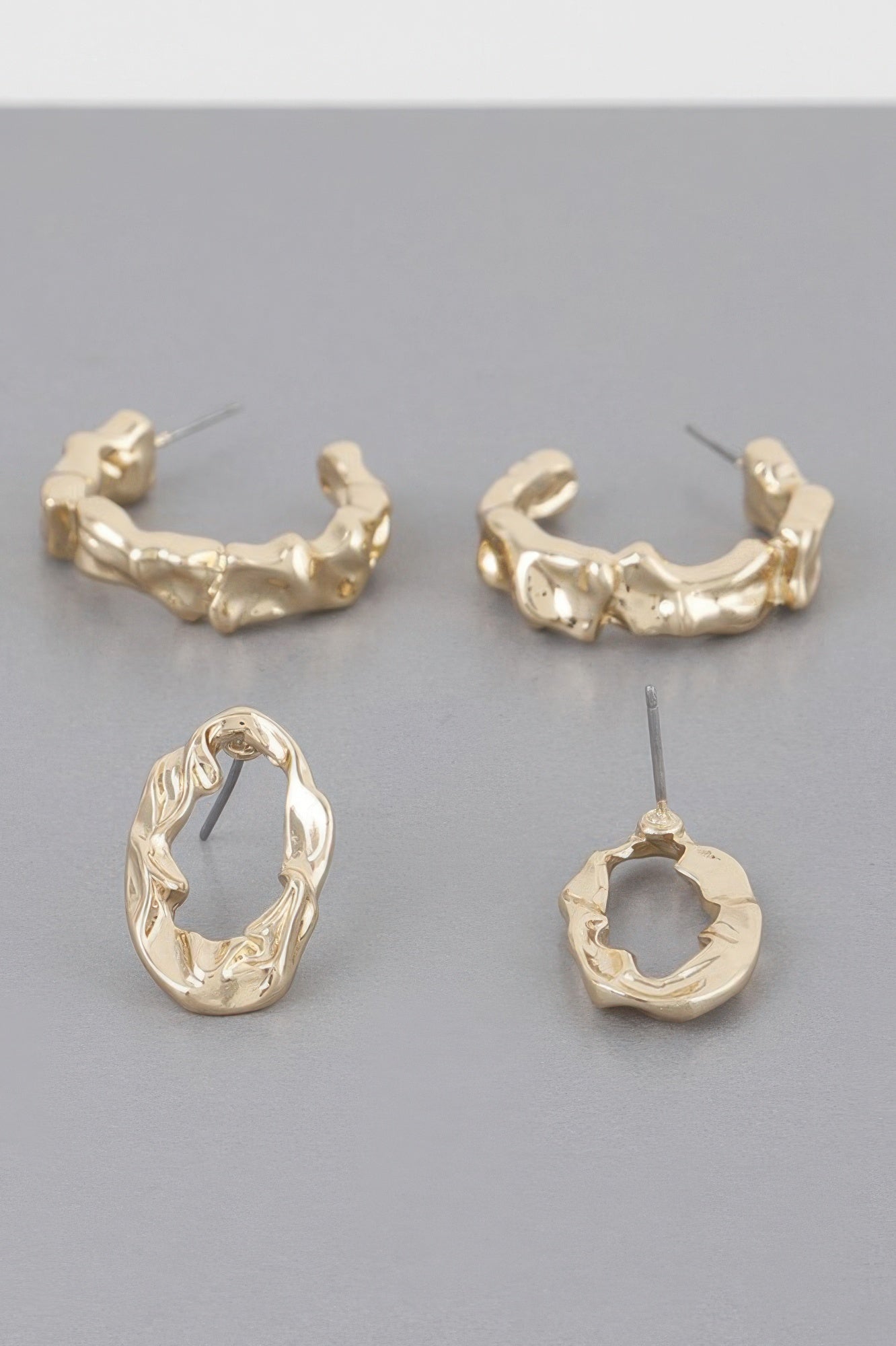 Mini Textured Latch Hoop Earrings Set