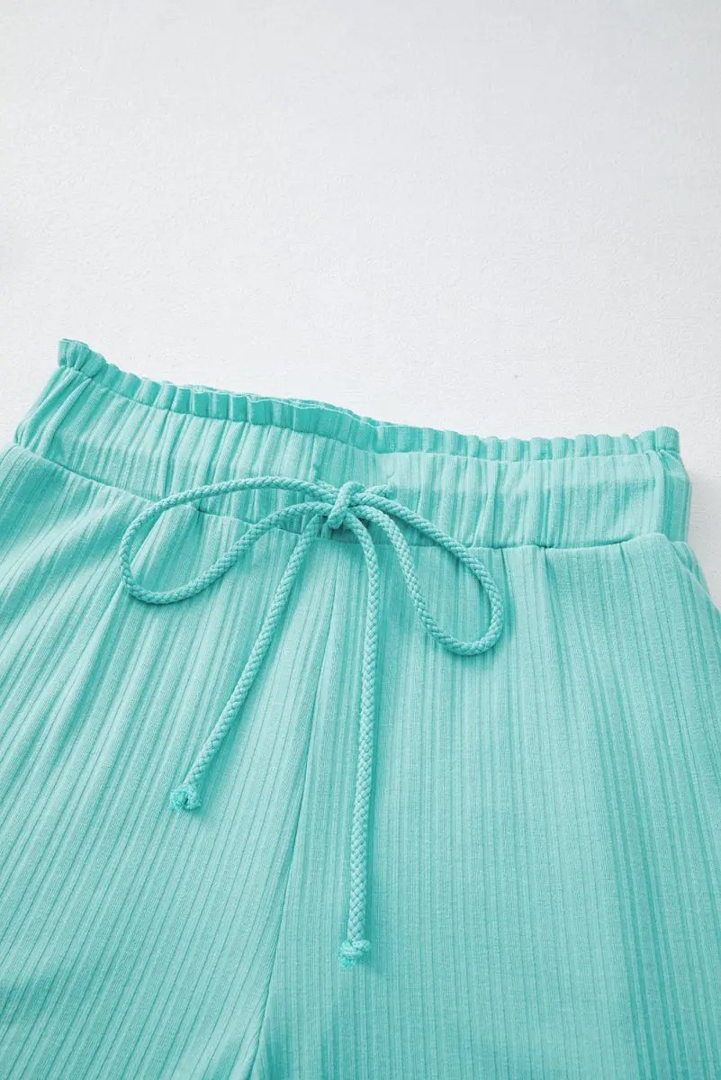 Two Piece Sets/Short Sets Love Salve Mint Ribbed Set Women's Daily Wear Outfit Casual Tank & Shorts