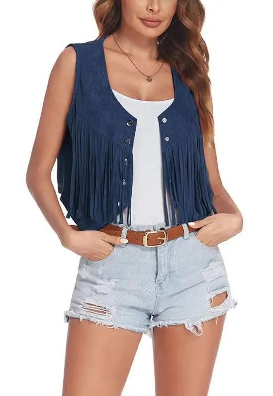 Cropped Fringe Vest Boho Style | Miss Sparkling
