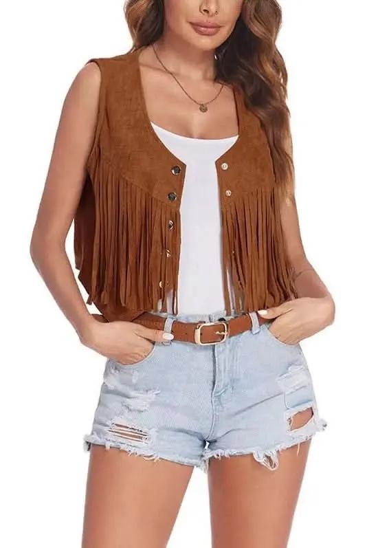 Cropped Fringe Vest Boho Style | Miss Sparkling