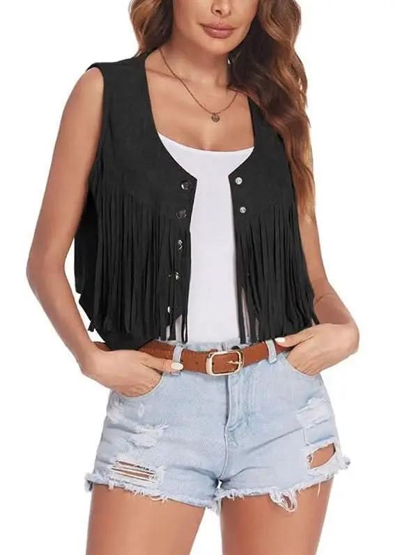 Cropped Fringe Vest Boho Style | Miss Sparkling