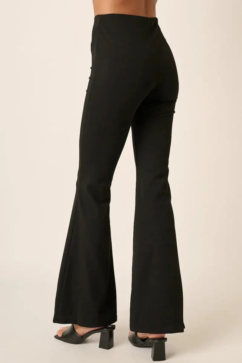 Women's Loungewear Pants Women's Crepe Knit Pants - Elastic Waist - Flare Leg Loungewear
