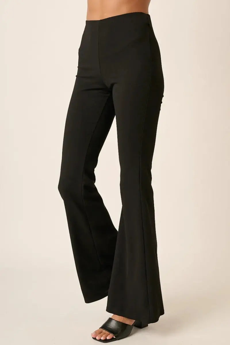 Women's Loungewear Pants Women's Crepe Knit Pants - Elastic Waist - Flare Leg Loungewear