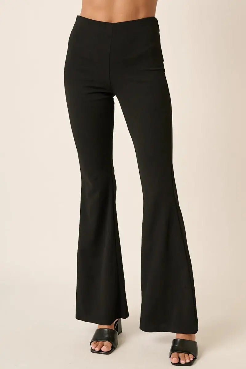 Women's Loungewear Pants Women's Crepe Knit Pants - Elastic Waist - Flare Leg Loungewear