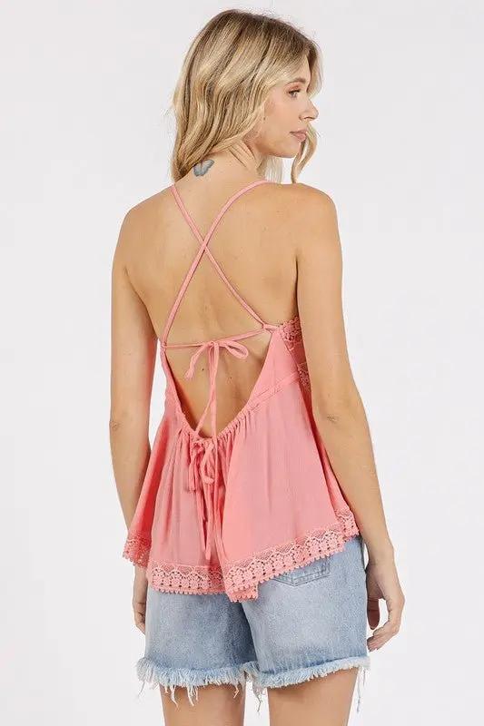 Dresses Trendsi Lace Cami Top Women's Crisscross V-Neck Sexy Tank Top USA