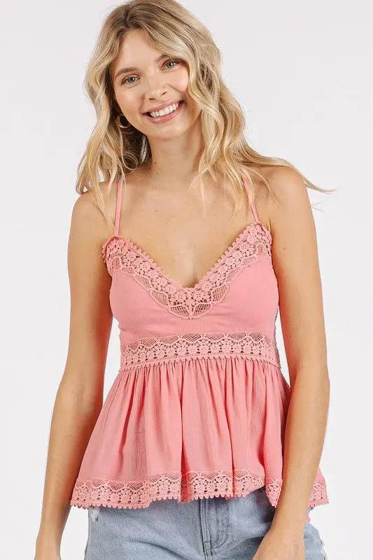 Dresses Trendsi Lace Cami Top Women's Crisscross V-Neck Sexy Tank Top USA