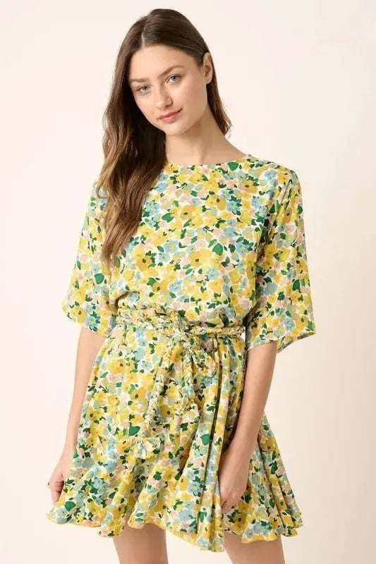 Dresses Trendsi Floral Mini Dress Women's Casual Summer Dress Tie Waist Cute