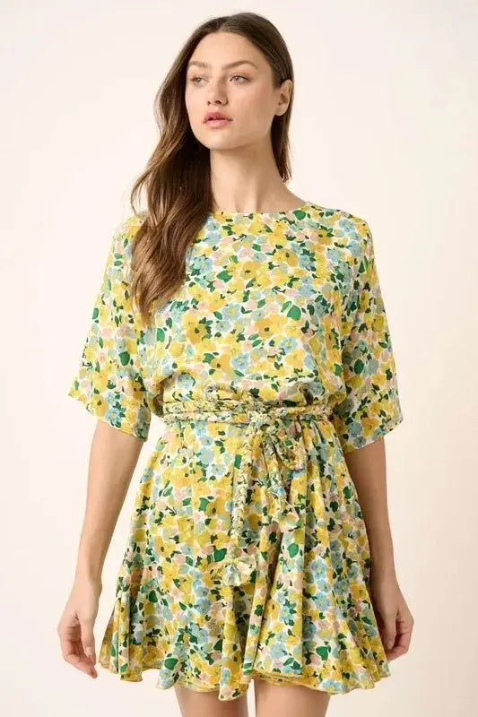 Dresses Trendsi Floral Mini Dress Women's Casual Summer Dress Tie Waist Cute