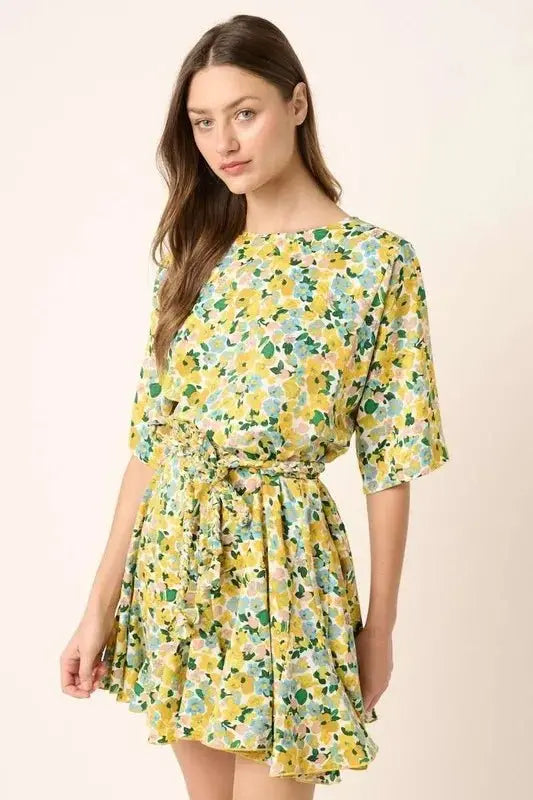 Dresses Trendsi Floral Mini Dress Women's Casual Summer Dress Tie Waist Cute