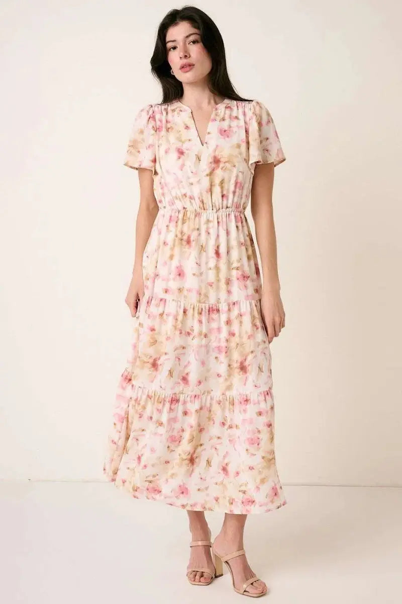 Dresses Trendsi Flower Maxi Dress Women's Summer Casual V-Neck Flutter Sleeve
