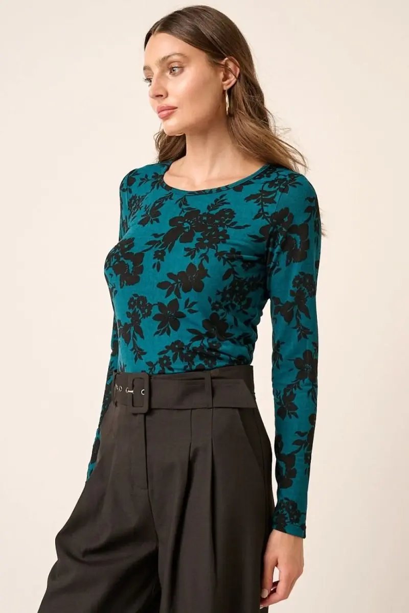 Sweaters Trendsi Flower Print Knit Top Women's Casual Long Sleeve Soft Knit