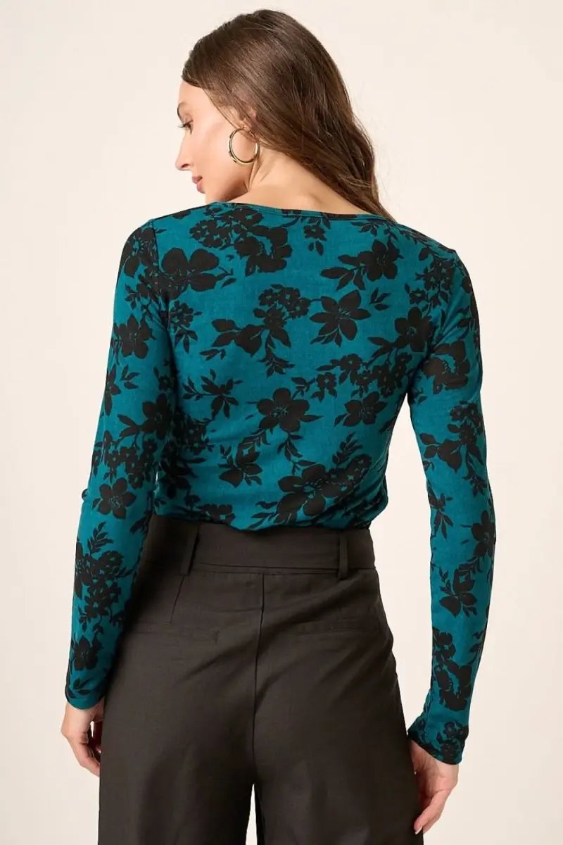 Sweaters Trendsi Flower Print Knit Top Women's Casual Long Sleeve Soft Knit