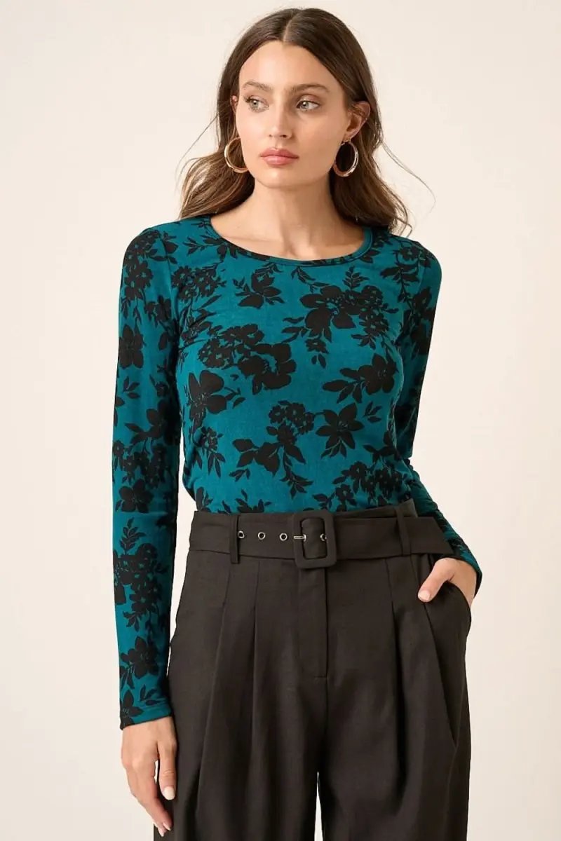 Sweaters Trendsi Flower Print Knit Top Women's Casual Long Sleeve Soft Knit