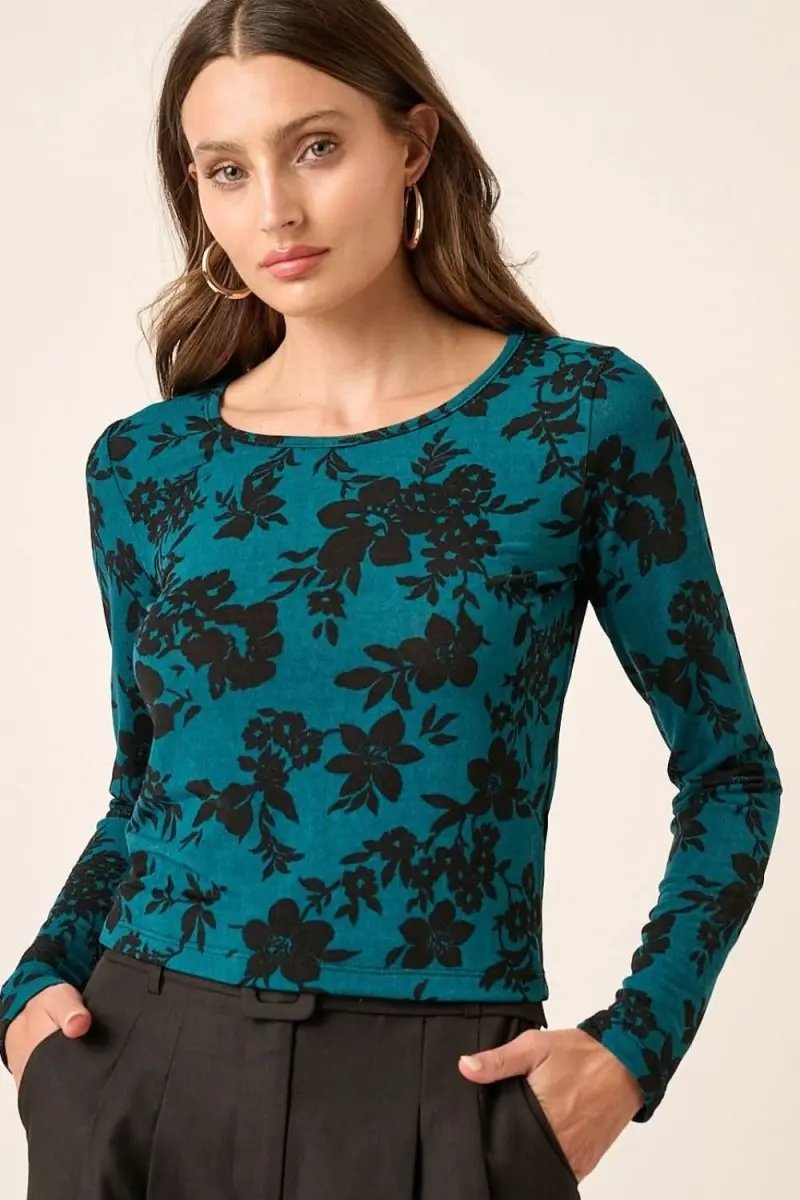 Sweaters Trendsi Flower Print Knit Top Women's Casual Long Sleeve Soft Knit