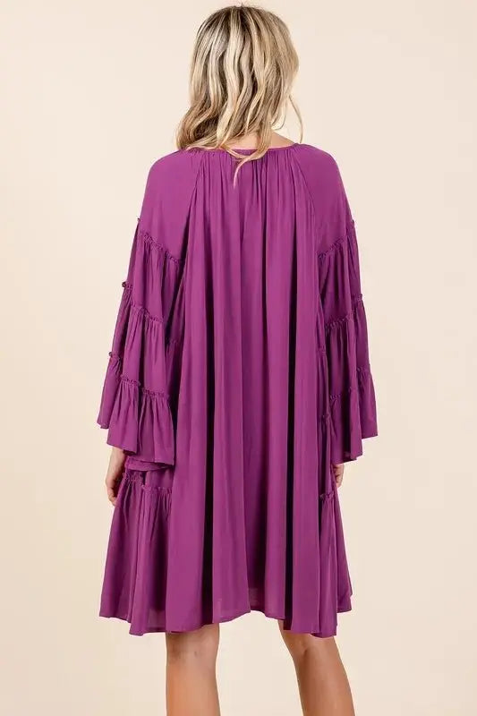 Dresses Trendsi Frill Tie Neck Dress Women's Party/Date Night Mini Dress - Bell Sleeves