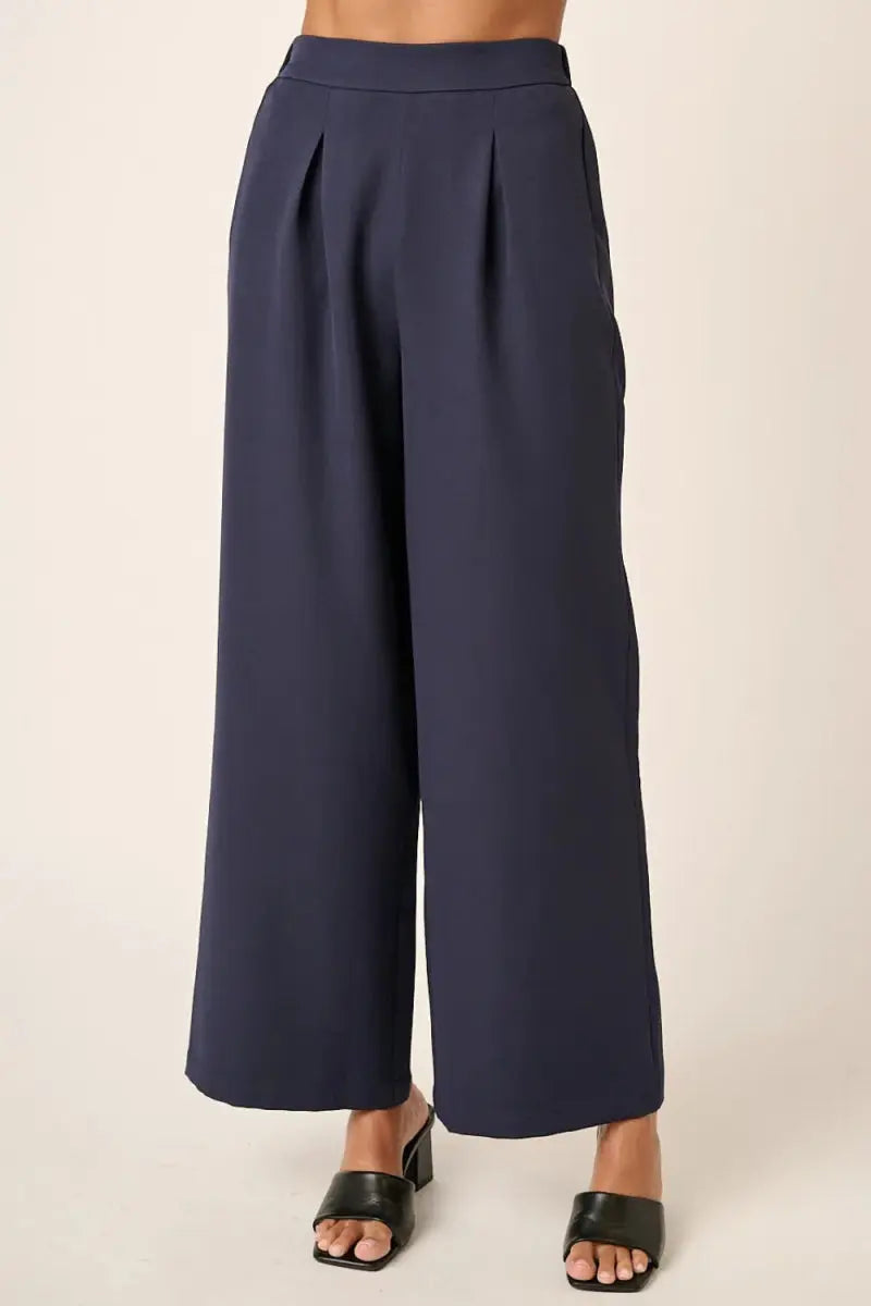 Trendsi Pleated Wide Leg Pants Women's High Waist Trousers Comfy Fit