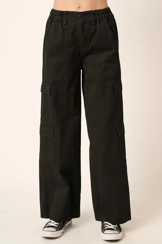 Trendsi Low Rise Cargo Pants Women's Y2K Streetwear Trousers Elastic Waist Comfy