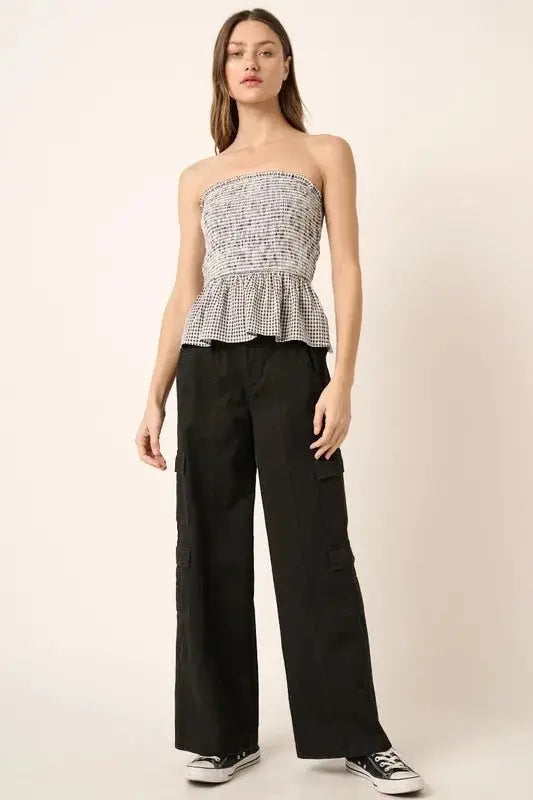 Trendsi Low Rise Cargo Pants Women's Y2K Streetwear Trousers Elastic Waist Comfy