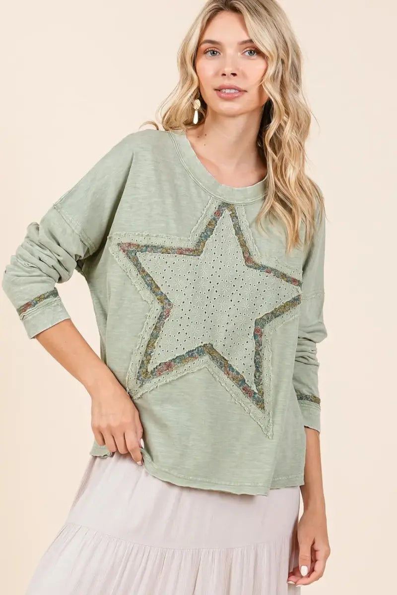 Long Sleeve T-Shirt Mineral Wash by Trendsi | Comfy Casual Fit