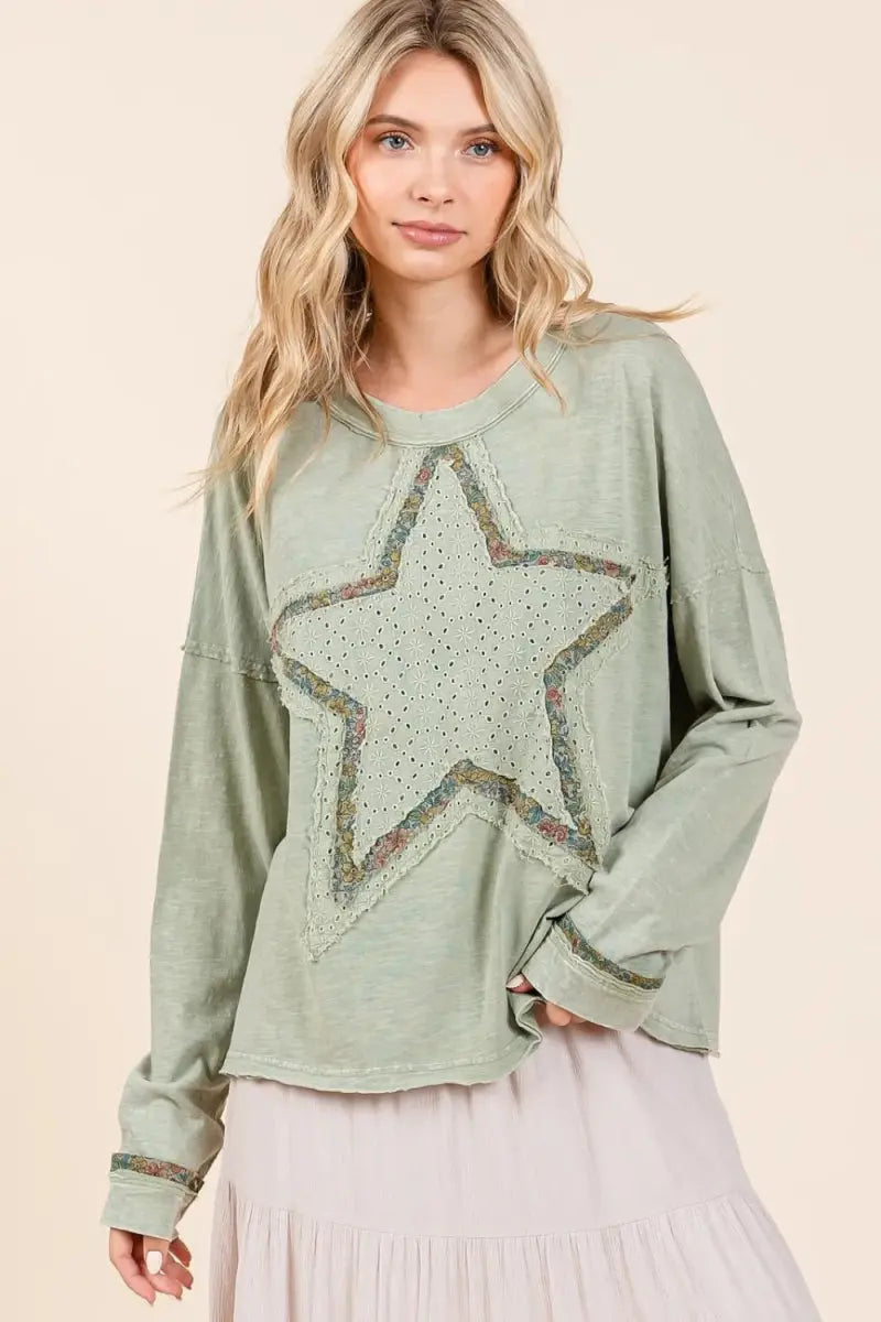 Long Sleeve T-Shirt Mineral Wash by Trendsi | Comfy Casual Fit