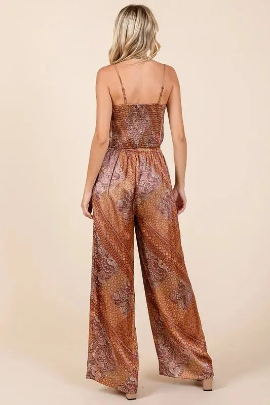 Wide Leg Pants Paisley Satin by Trendsi | Stylish Comfort