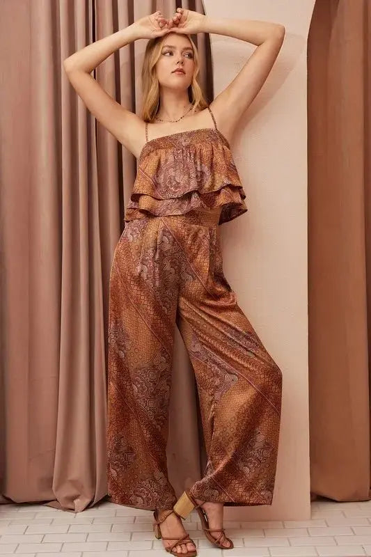 Wide Leg Pants Paisley Satin by Trendsi | Stylish Comfort