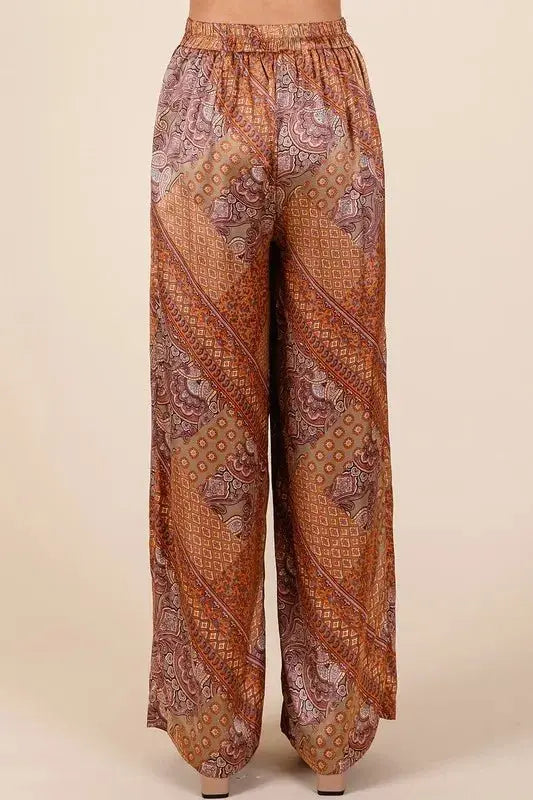 Wide Leg Pants Paisley Satin by Trendsi | Stylish Comfort