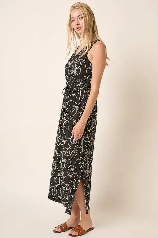 Dresses Trendsi Floral V-Neck Dress Women's Casual Summer Mini Dress - Side Slit, Sleeveless