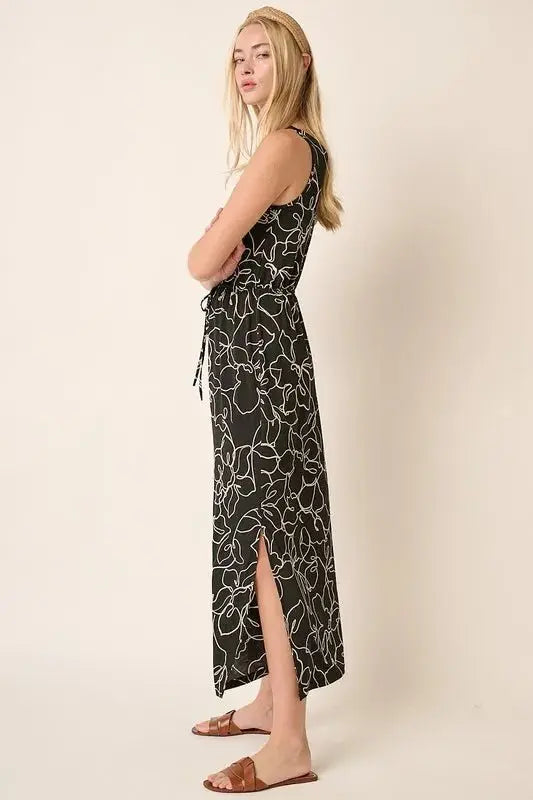 Dresses Trendsi Floral V-Neck Dress Women's Casual Summer Mini Dress - Side Slit, Sleeveless