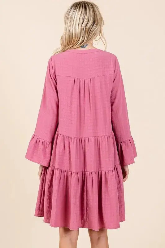 Women's Dresses Dress - Flare Sleeve Tiered Notched - Casual Party Mini