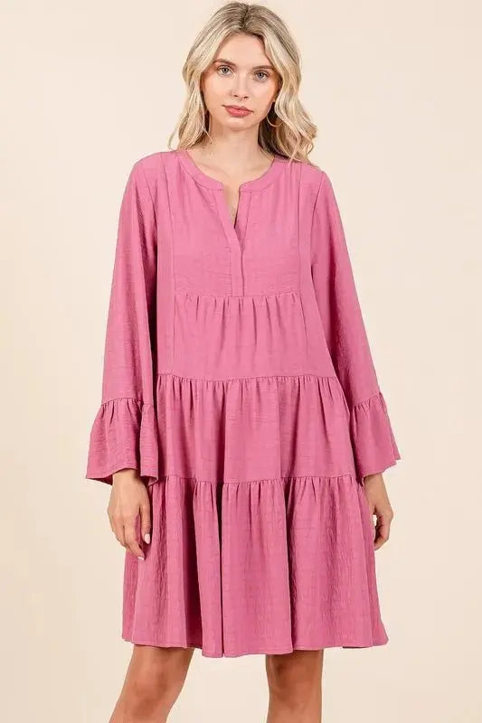 Women's Dresses Dress - Flare Sleeve Tiered Notched - Casual Party Mini
