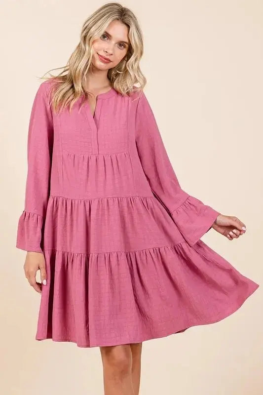 Women's Dresses Dress - Flare Sleeve Tiered Notched - Casual Party Mini