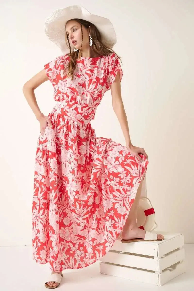 Women's Two Piece Set - Tropical Print - Matching Outfit