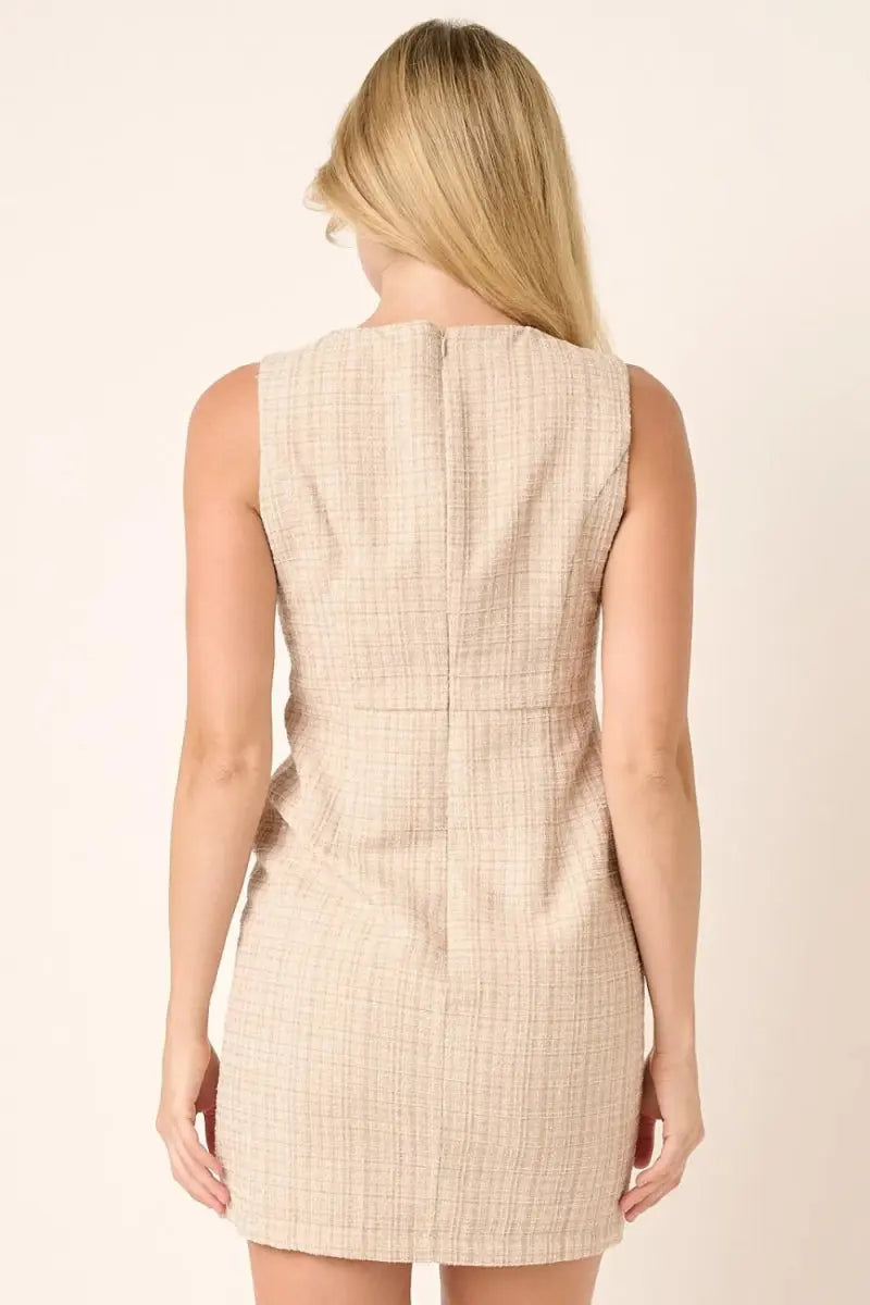 Dresses Trendsi Tweed Mini Dress Women's Chic Party Dress Sleeveless, USA Ship
