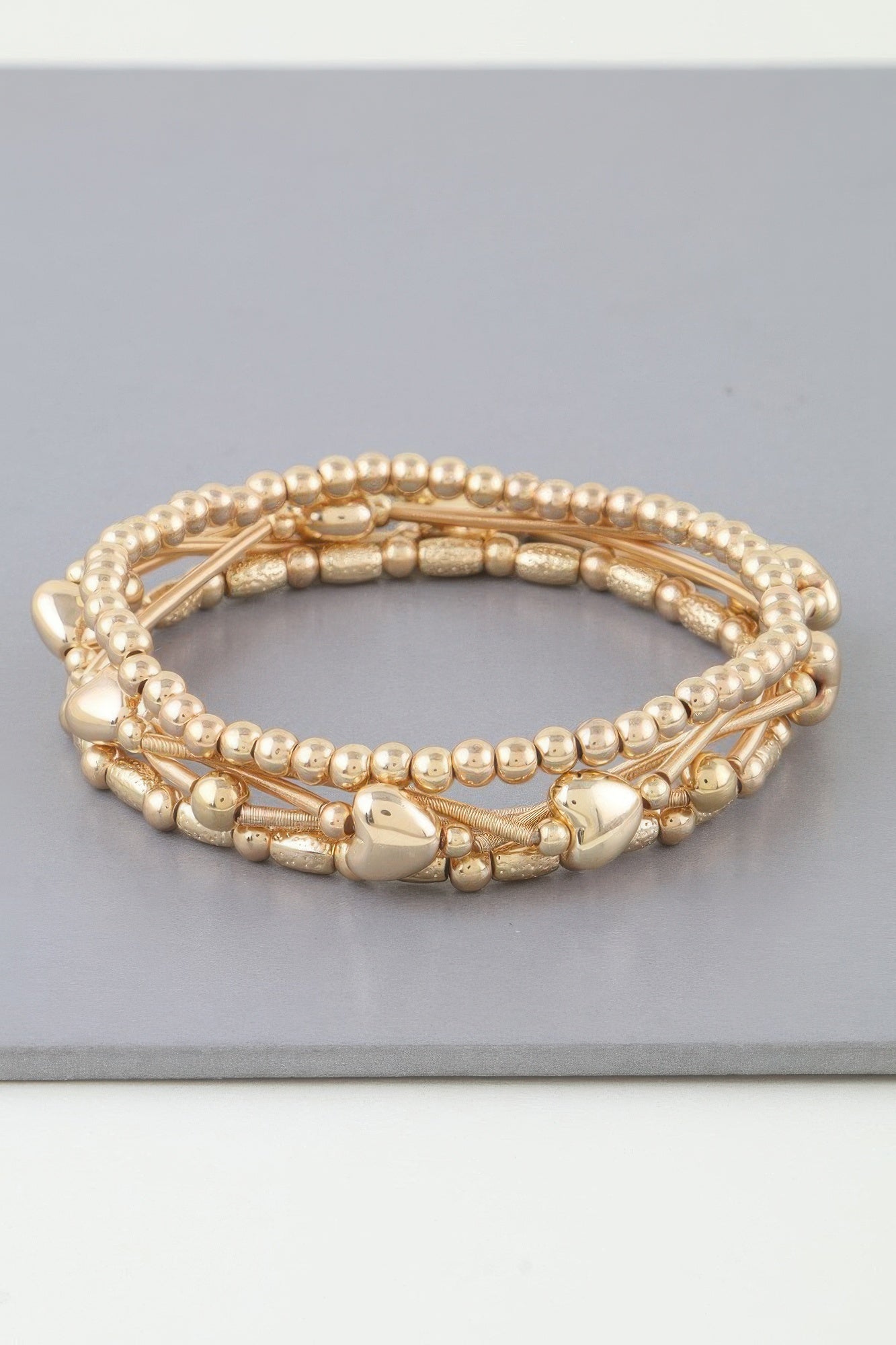 Multi Heart Coil Beaded Bracelet