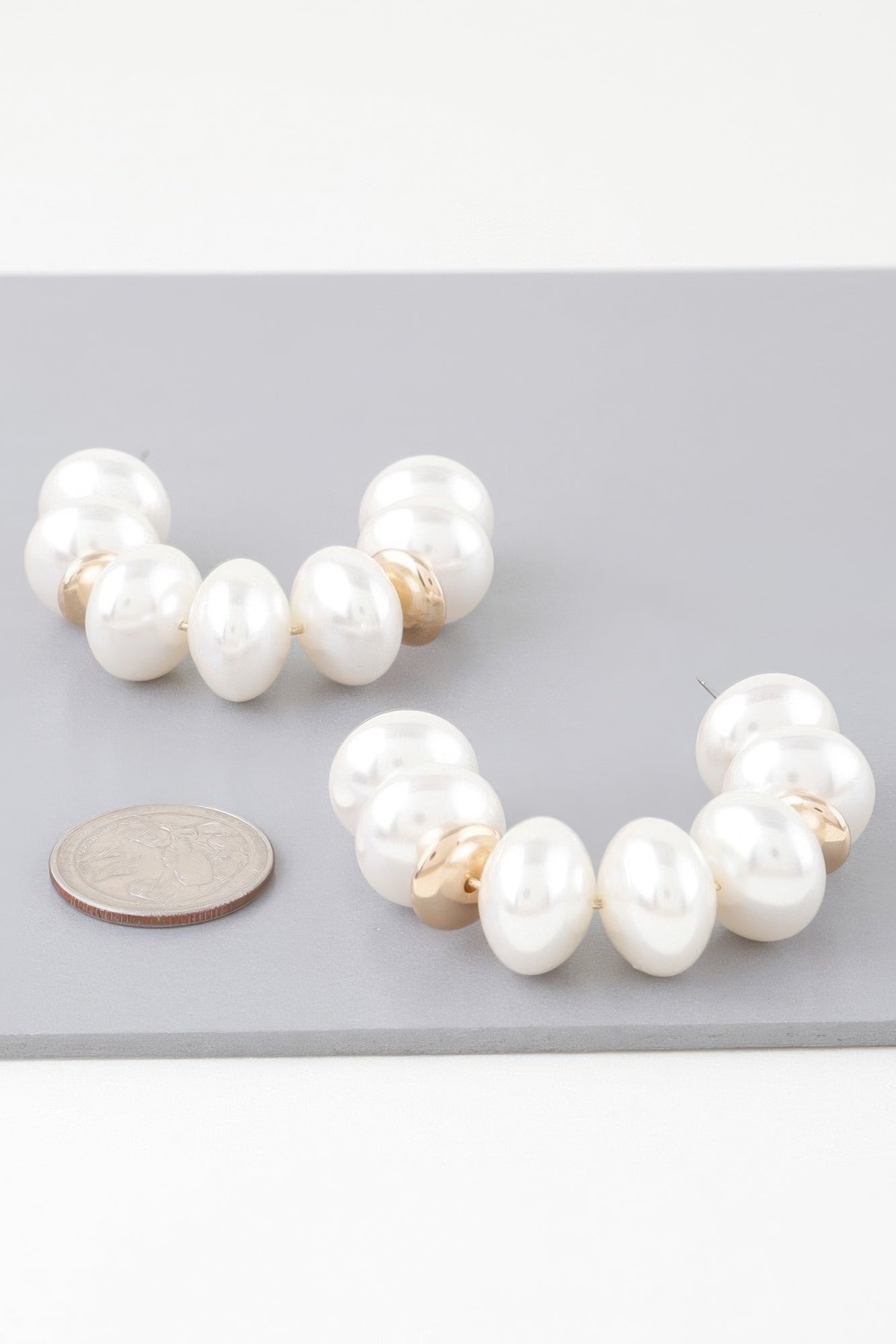 Multi Oval Pearl Hoop Earrings
