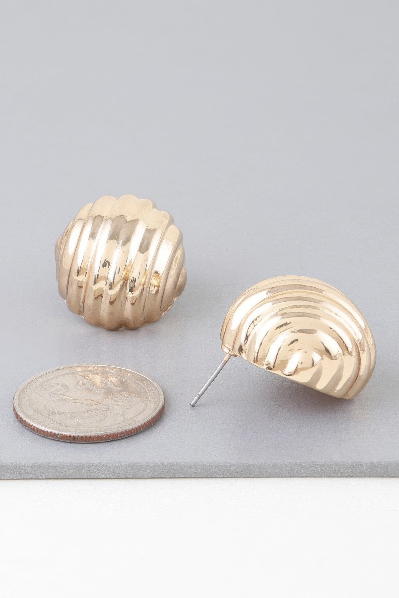 Multi Ribbed Dome Earrings